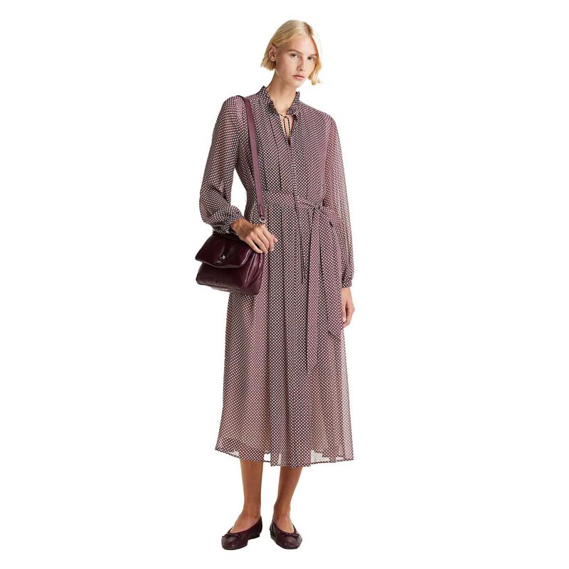 Tommy Hilfiger Ruffle Pleat Belted Long Dress image number 0